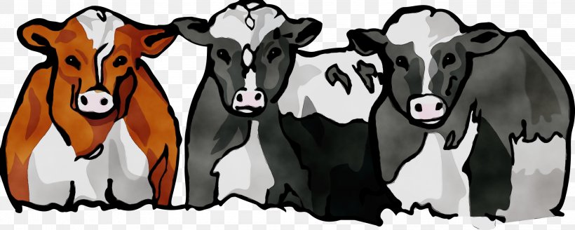 Dairy Cow Bovine Cow-goat Family Livestock Snout, PNG, 2999x1201px, Watercolor, Blackandwhite, Bovine, Cowgoat Family, Dairy Download Free