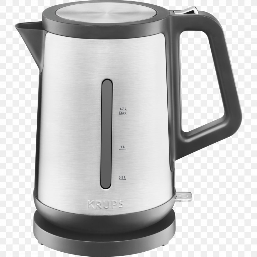 Electric Kettle Krups Stainless Steel Coffeemaker, PNG, 3000x3000px, Kettle, Brushed Metal, Carafe, Coffeemaker, Cordless Download Free