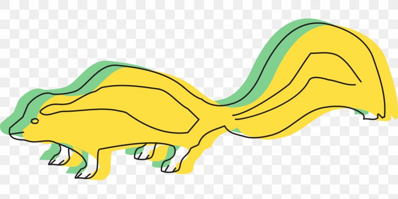 Yellow Skunk Green Clip Art, PNG, 1920x960px, Yellow, Animal, Animal Figure, Carnivoran, Cartoon Download Free