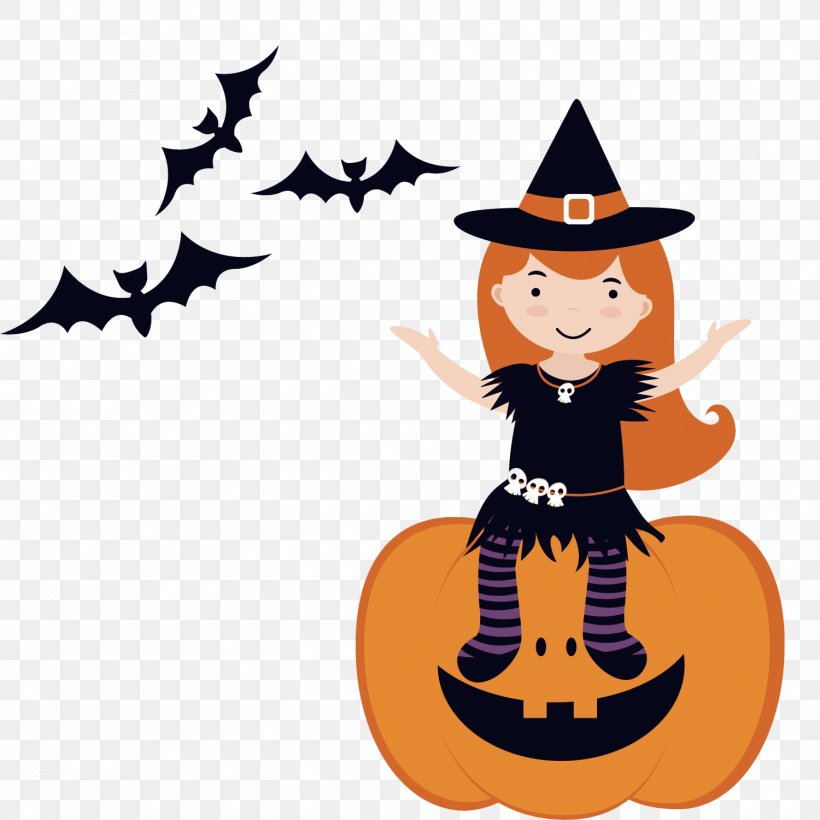Vector Graphics Witchcraft Pumpkin Royalty-free Illustration, PNG, 1500x1500px, Witchcraft, Black Cat, Broom, Cartoon, Cat Download Free