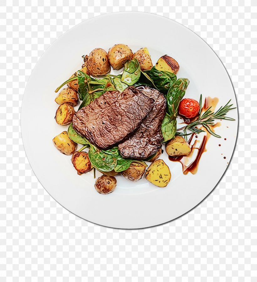 Food Dish Steak Cuisine Roast Beef, PNG, 1920x2102px, Watercolor, Cuisine, Dish, Food, Garnish Download Free