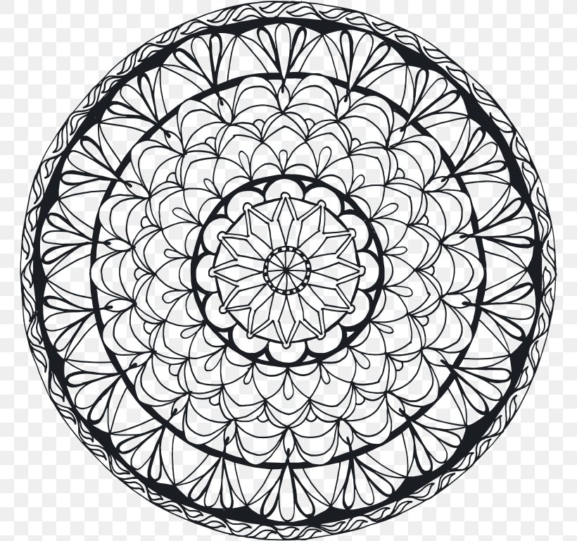 Mandala Yantra Buddhism Hinduism Meditation, PNG, 764x768px, Mandala, Area, Bicycle Wheel, Black And White, Buddhism Download Free