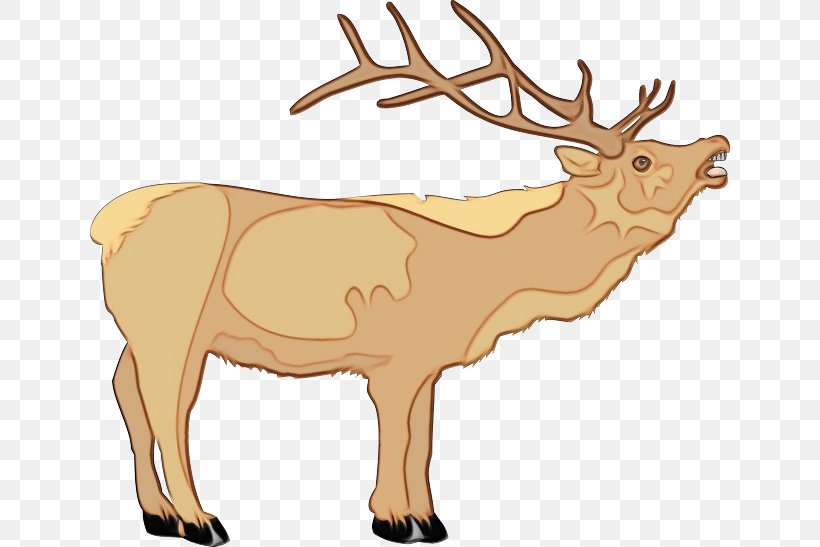 Reindeer, PNG, 640x547px, Watercolor, Animal Figure, Antler, Deer, Elk Download Free