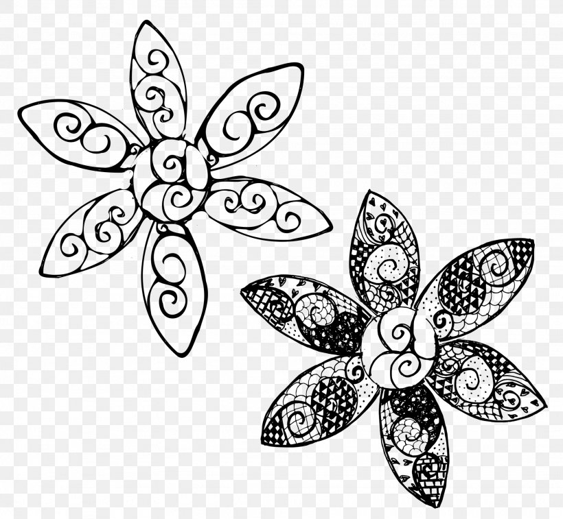 Doodle Flower Coloring Book Drawing Pattern, PNG, 2051x1894px, Doodle, Art, Artwork, Black And White, Body Jewelry Download Free