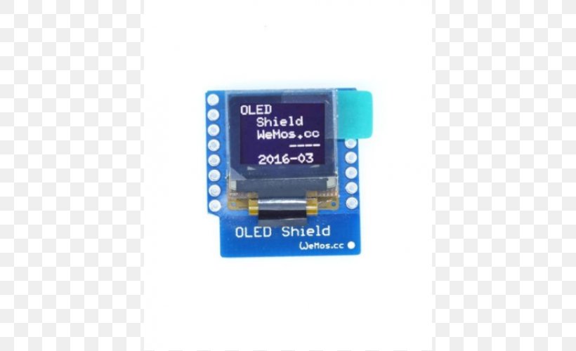 ESP8266 I²C OLED NodeMCU WeMos D1 Mini, PNG, 500x500px, Oled, Arduino, Circuit Component, Computer Data Storage, Computer Monitors Download Free