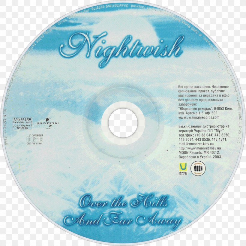 Over The Hills And Far Away Nightwish Album Song Phonograph Record, PNG, 1000x1000px, Nightwish, Album, Angels Fall First, Century Child, Compact Disc Download Free