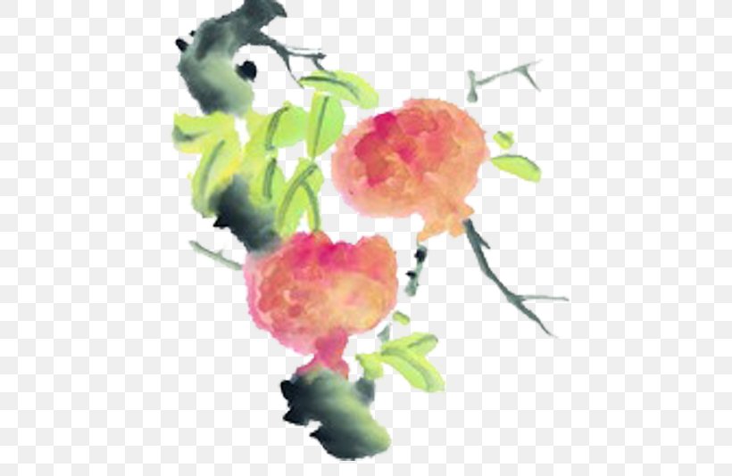 Pomegranate Ink Wash Painting Tree Fruit, PNG, 500x534px, Pomegranate, Artificial Flower, Auglis, Cut Flowers, Floral Design Download Free