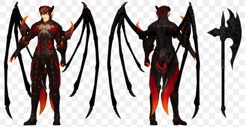 Demon MikuMikuDance Devil Oni Legendary Creature, PNG, 2300x1200px, Watercolor, Cartoon, Flower, Frame, Heart Download Free