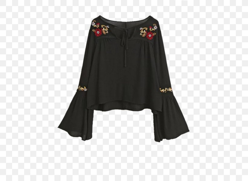 Bell Sleeve T-shirt Blouse Top, PNG, 600x600px, Sleeve, Bell Sleeve, Black, Blouse, Clothing Download Free