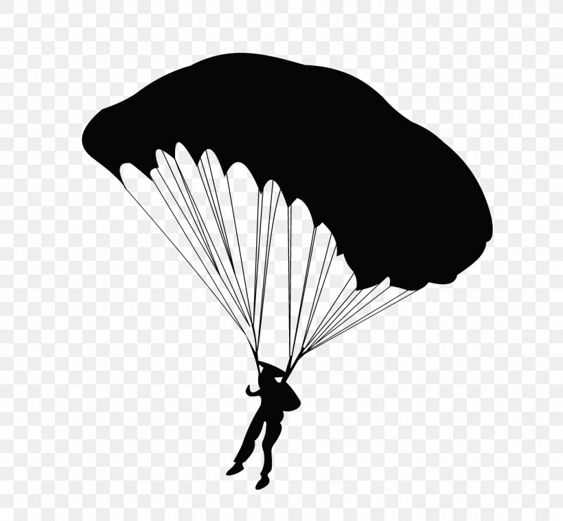 Parachute Parachuting Paragliding Airplane, PNG, 1418x1313px, Silhouette, Black And White, Illustration, Parachute, Parachute Jumper Download Free