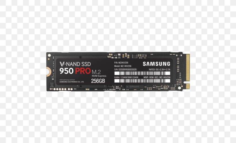 Samsung 950 PRO SSD NVM Express Solid-state Drive M.2 PCI Express, PNG, 500x500px, Samsung 950 Pro Ssd, Computer, Electronics, Electronics Accessory, Hard Drives Download Free