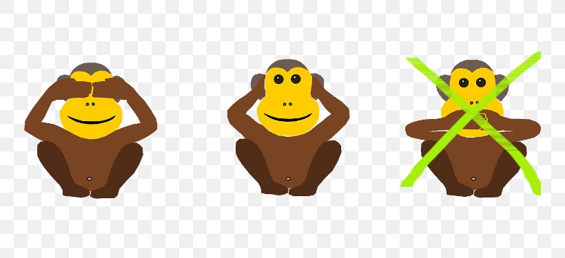 The Evil Monkey Gandhi's Three Monkeys Three Wise Monkeys Gorilla, PNG, 750x375px, Watercolor, Cartoon, Flower, Frame, Heart Download Free