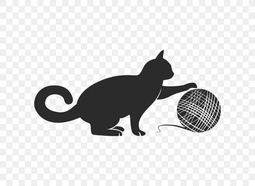 Cat Kitten Yarn Clip Art, PNG, 600x600px, Cat, Black, Black And White, Black Cat, Carnivoran Download Free