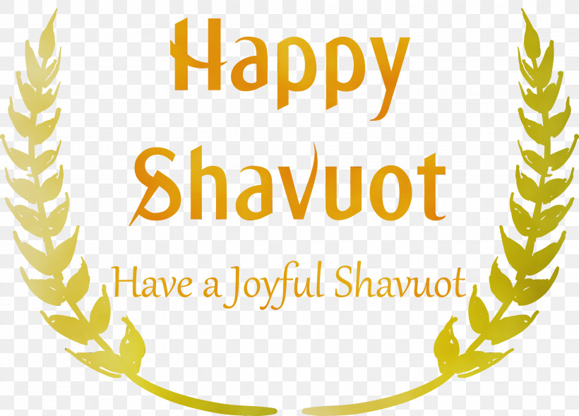 Yellow Text Font Line, PNG, 2999x2156px, Happy Shavuot, Line, Paint, Shavuot, Shovuos Download Free