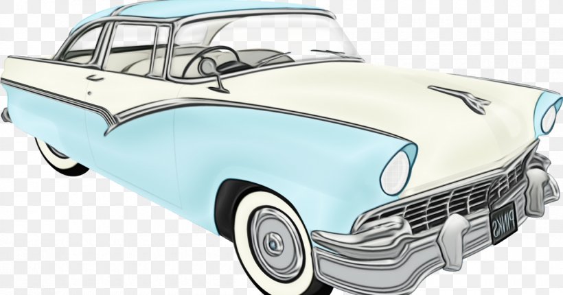 Land Vehicle Car Classic Car Vehicle Ford Fairlane Crown Victoria Skyliner, PNG, 1200x630px, 1955 Ford, Watercolor, Antique Car, Car, Classic Car Download Free