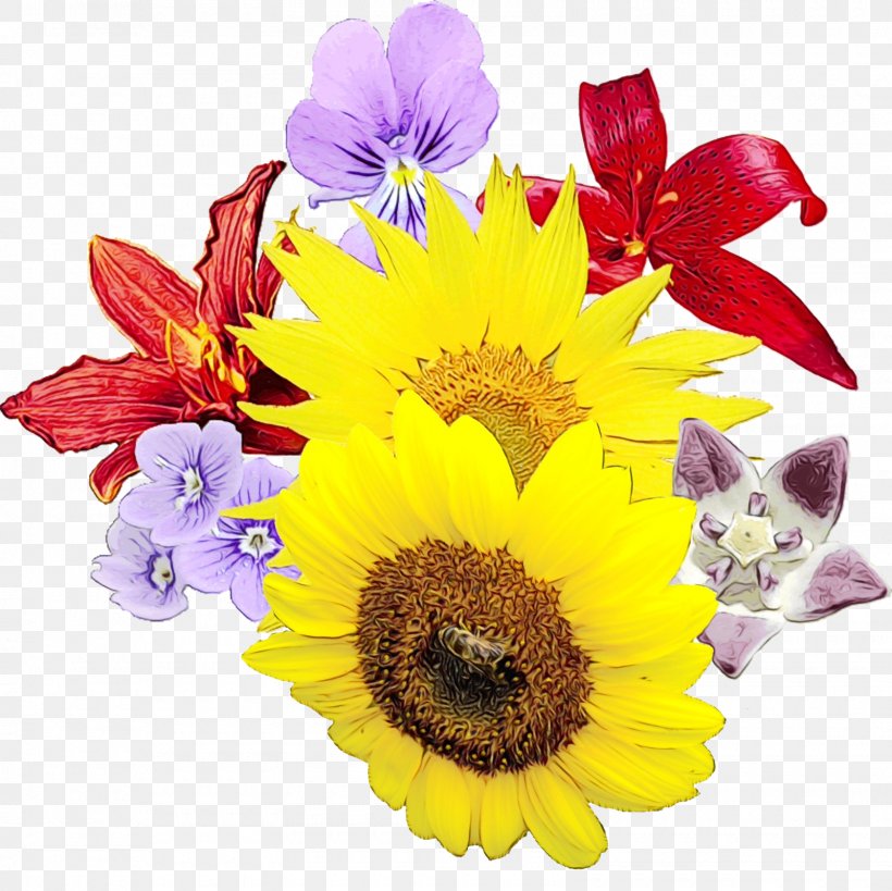 Sunflower, PNG, 1600x1600px, Watercolor, Bouquet, Cut Flowers, Flower, Flowering Plant Download Free