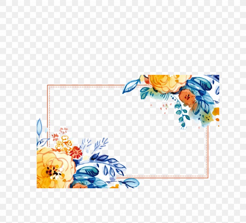 Header, PNG, 5037x4572px, Watercolour Flowers, Blue, Drawing, Flower, Material Download Free