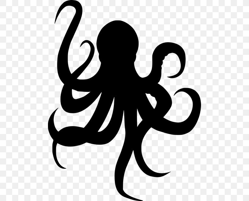 Octopus Cartoon, PNG, 504x660px, Octopus, Blackandwhite, Drawing, Giant Pacific Octopus, Silhouette Download Free