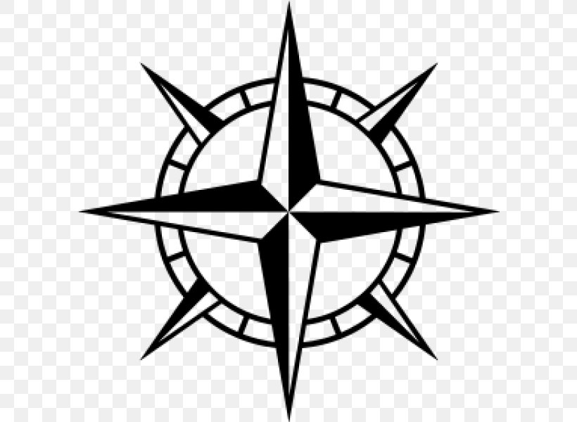 Compass Rose Clip Art, PNG, 600x600px, Compass, Artwork, Black And White, Compas, Compass Rose Download Free