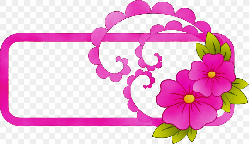 Pink Magenta Petal Flower Plant, PNG, 2131x1235px, Flower Rectangle Frame, Floral Rectangle Frame, Flower, Magenta, Paint Download Free