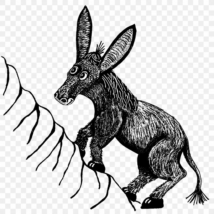 Donkey Pack Animal Macropodidae Kangaroo Hare, PNG, 3525x3525px, Donkey, Art, Black And White, Canidae, Carnivoran Download Free