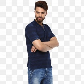 T-shirt - T-shirt Cobalt Blue Shoulder Sleeve Outerwear PNG