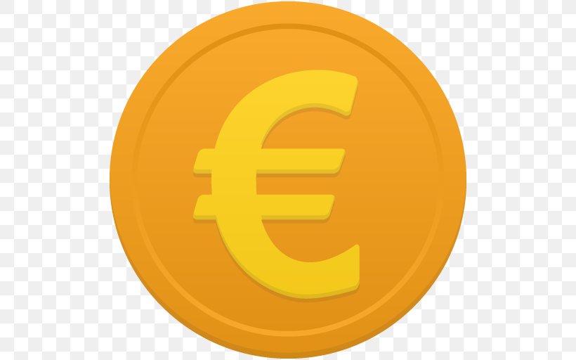 Symbol Trademark Yellow Orange, PNG, 512x512px, 1 Euro Coin, Euro Sign, Coin, Currency, Euro Download Free