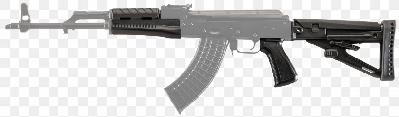 Trigger Firearm Stock AK-47 Weapon, PNG, 5407x1600px, Watercolor, Cartoon, Flower, Frame, Heart Download Free