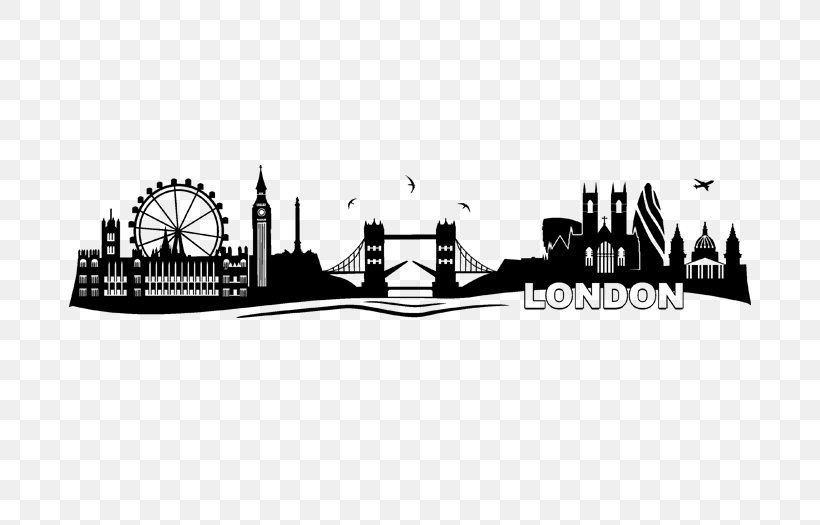 2018 London Marathon Wall Decal Skyline Photography, PNG, 700x525px, 2018 London Marathon, London, Black And White, Brand, Building Download Free