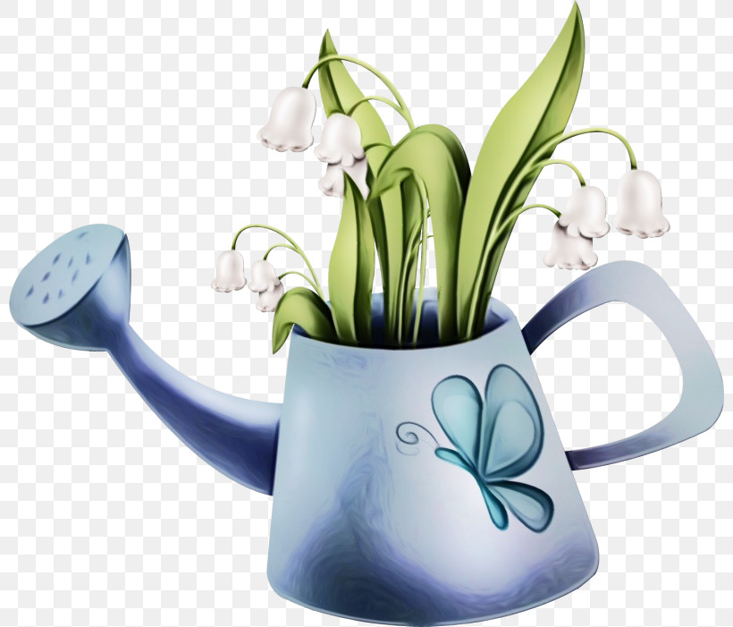 Plant Flower Lily Of The Valley Watering Can Snowdrop, PNG, 800x701px, Watercolor, Ceramic, Flower, Jug, Lily Of The Valley Download Free