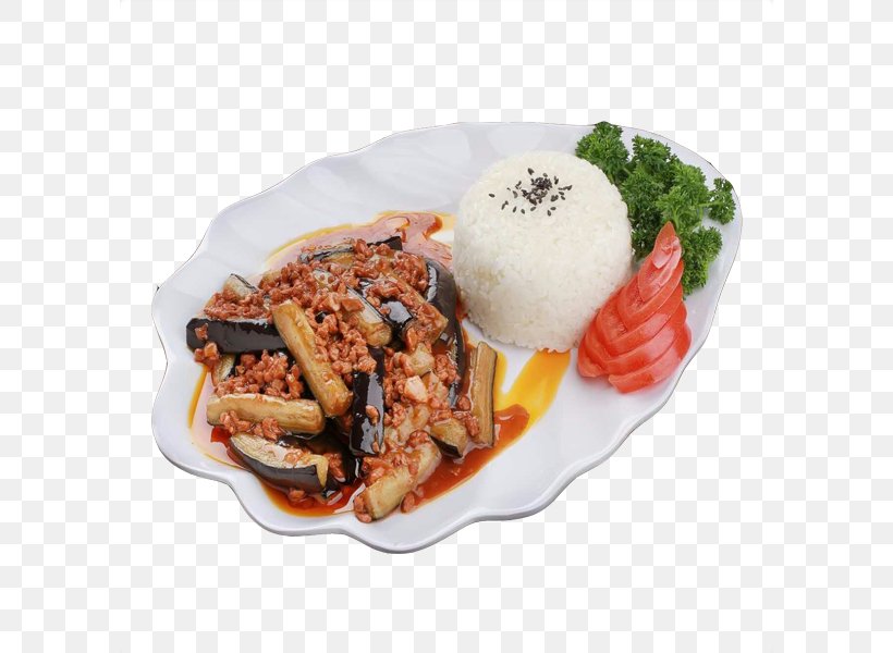 Fast Food Minced Pork Rice Rou Jia Mo Cooked Rice Fried Eggplant With Chinese Chili Sauce, PNG, 600x600px, Fast Food, Asian Food, Comfort Food, Cooked Rice, Cooking Download Free