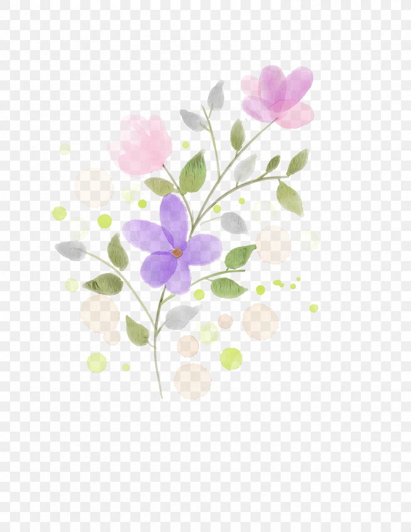 Flower Petal Plant Branch Purple, PNG, 1484x1920px, Watercolor, Branch, Flower, Paint, Petal Download Free