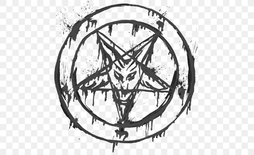 Church Of Satan The Satanic Bible Satanism Pentagram Sigil Of Baphomet, PNG, 500x500px, Church Of Satan, Baphomet, Bicycle Wheel, Black And White, Demon Download Free