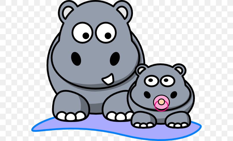 The Hippopotamus: River Horse Clip Art Cartoon, PNG, 600x496px, Hippopotamus, Artwork, Bear, Black And White, Carnivoran Download Free