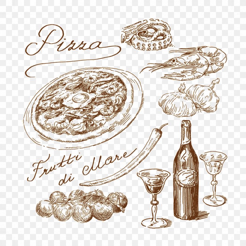 Italian Cuisine Pizza Global Cuisine Drawing, PNG, 1000x1000px, Italian Cuisine, Body Jewelry, Drawing, Drinkware, Fashion Accessory Download Free