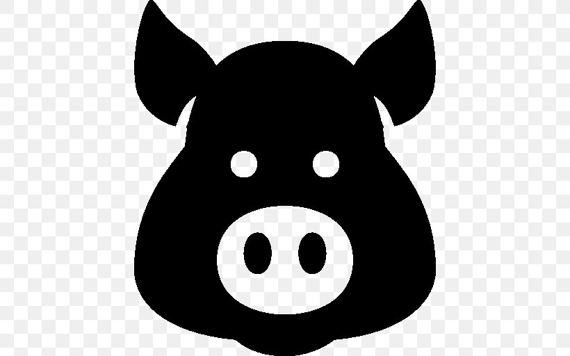 Pig Clip Art, PNG, 512x512px, Pig, Black, Black And White, Fictional Character, Head Download Free