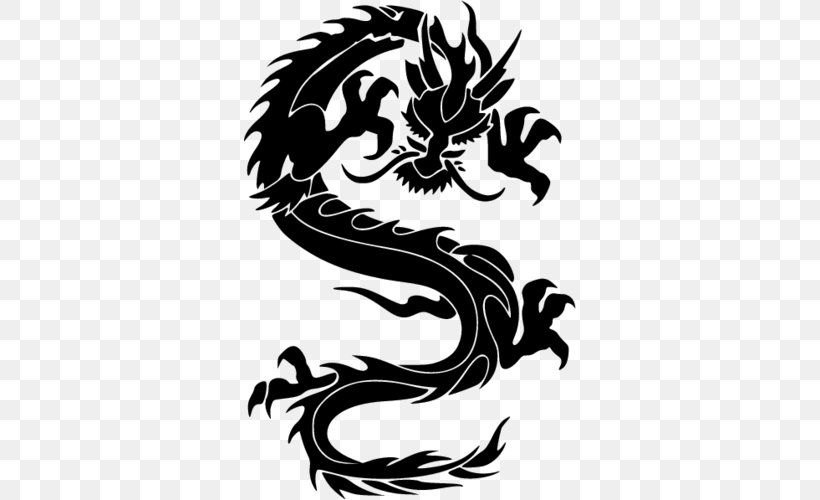 Wall Decal Sticker Chinese Dragon, PNG, 500x500px, Decal, Blackandwhite, Bumper Sticker, Campervans, Chinese Dragon Download Free