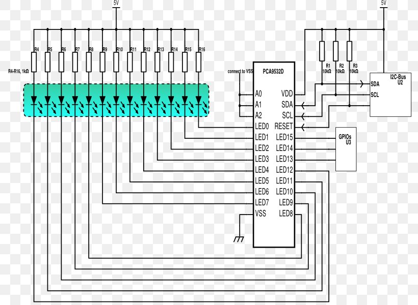 I²C Electrical Network 16-bit Dimmer Light-emitting Diode, PNG, 800x600px, Electrical Network, Area, Arithmetic Logic Unit, Bit, Bus Download Free