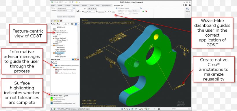 Geometric Dimensioning And Tolerancing PTC Creo Creo Elements/Pro Information, PNG, 1466x689px, Ptc Creo, Area, Computer Software, Creo Elementspro, Geometry Download Free