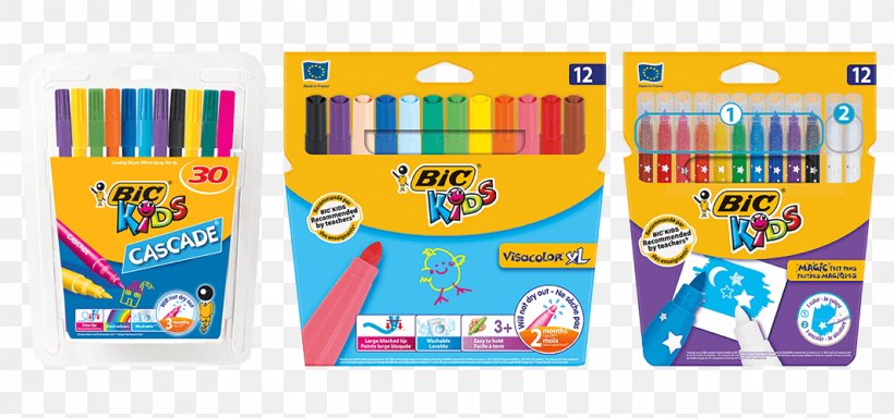 Ballpoint Pen Marker Pen BIC Kids Visa XL Assorted Coulouring Felt Tip Pens, PNG, 1065x500px, Pen, Ballpoint Pen, Bic, Colored Pencil, Fabercastell Download Free