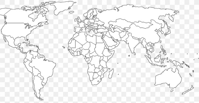 World Map Geography World & U.S. Map, PNG, 961x500px, World, Area, Artwork, Black And White, Blank Map Download Free