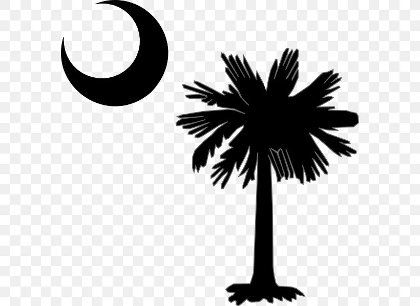 Flag Of South Carolina Sabal Palm Palm Trees Decal, PNG, 582x598px, South Carolina, Arecales, Black And White, Blue Moon, Branch Download Free