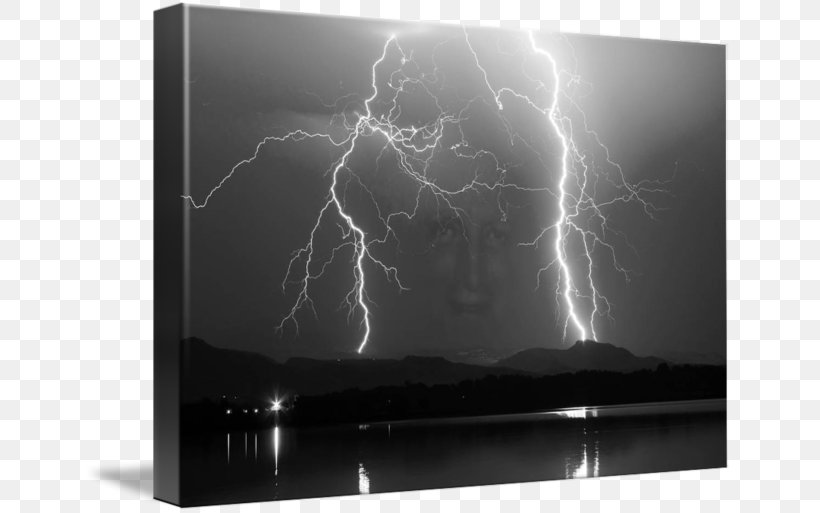 Lightning Gallery Wrap Canvas Desktop Wallpaper Art, PNG, 650x513px, Lightning, Art, Black, Black And White, Canvas Download Free