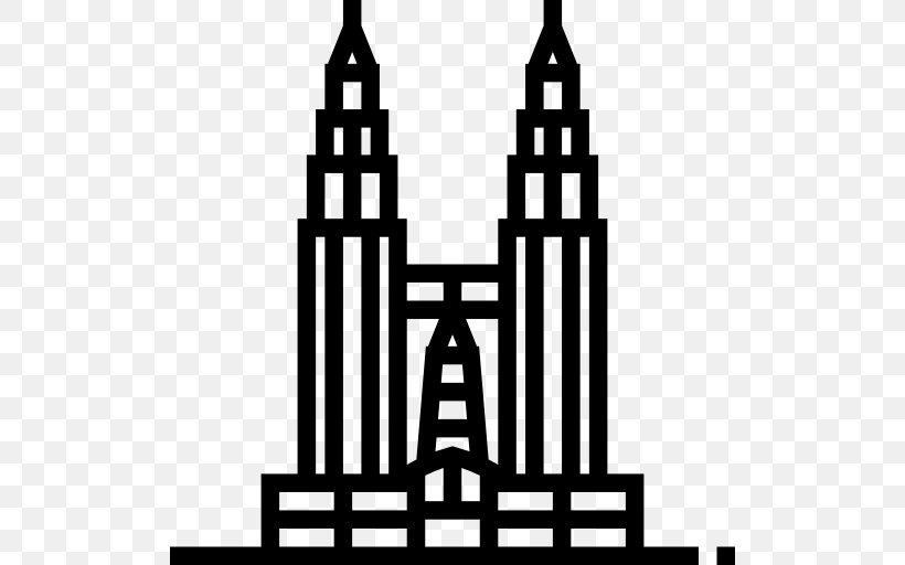 Petronas Towers Clip Art, PNG, 512x512px, Petronas Towers, Black And White, Building, Landmark, Monochrome Download Free