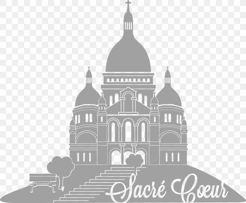 Sacré-Cœur, Paris Eiffel Tower Arc De Triomphe Basilica, PNG, 850x704px, Eiffel Tower, Arc De Triomphe, Basilica, Black And White, Building Download Free