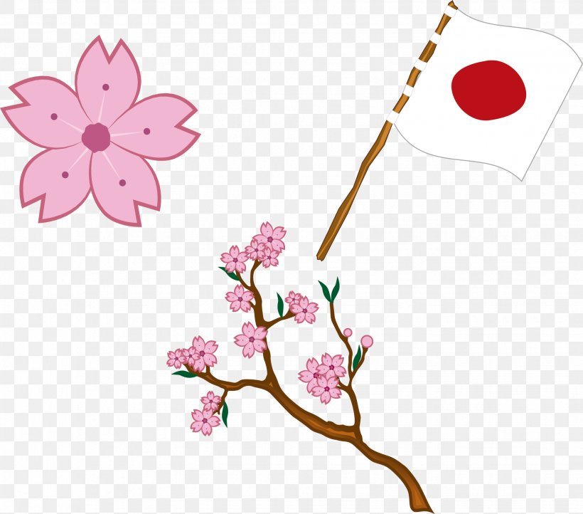 Flag Of Japan Clip Art, PNG, 1957x1724px, Japan, Blossom, Branch, Cherry Blossom, Culture Of Japan Download Free