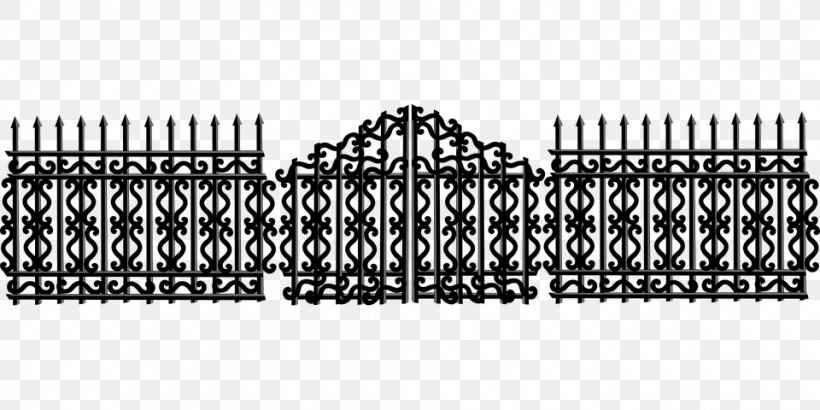 Gate Vector Graphics Clip Art Fence, PNG, 960x480px, Gate, Black And White, Cdr, Door, Fence Download Free