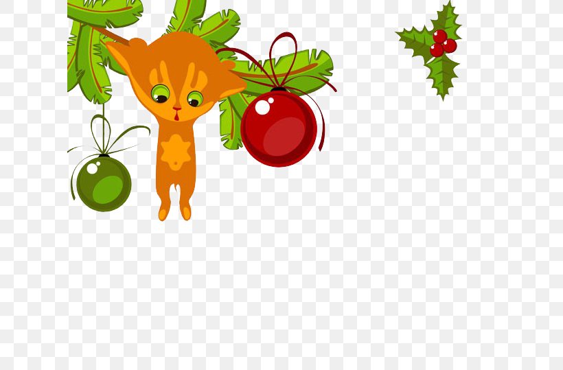 Cat Kitten Christmas Card Clip Art, PNG, 624x539px, Cat, Apple, Cartoon, Christmas, Christmas Card Download Free