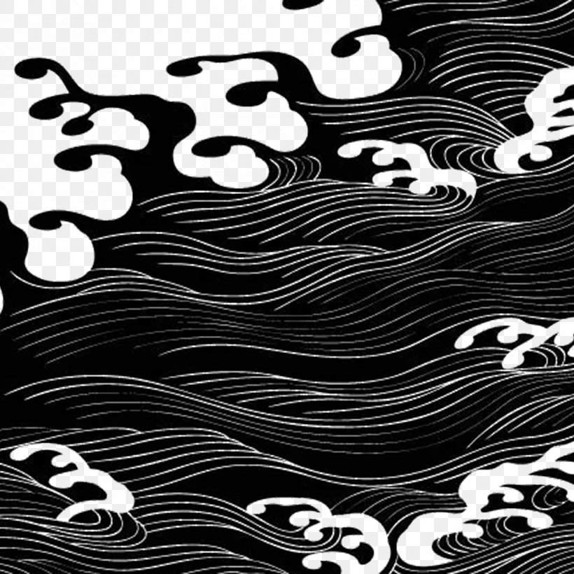 Wind Wave Motif Sea Illustration, PNG, 1500x1500px, Wind Wave, Animation, Black, Black And White, Cartoon Download Free