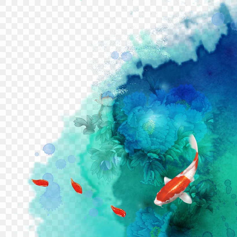 Ink Wash Painting Watercolor Painting, PNG, 2953x2953px, Watercolor Painting, Aqua, Azure, Blue, Blue Green Download Free